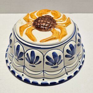 Ceramic ABC Bassano Made in Italy Display Art Mold Crab Blue White Flower Wall